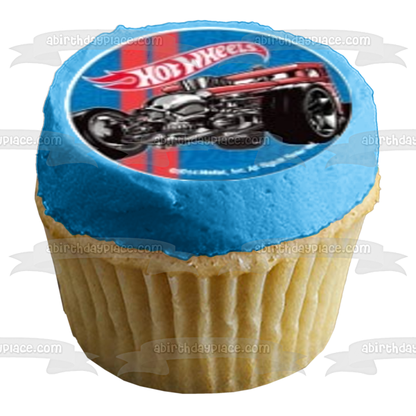 Hot Wheels Red Car Green Car and a Yellow Car Edible Cupcake Topper Images ABPID01613