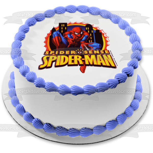 Spider-Man Spider Sense Buildings Edible Cake Topper Image ABPID05763