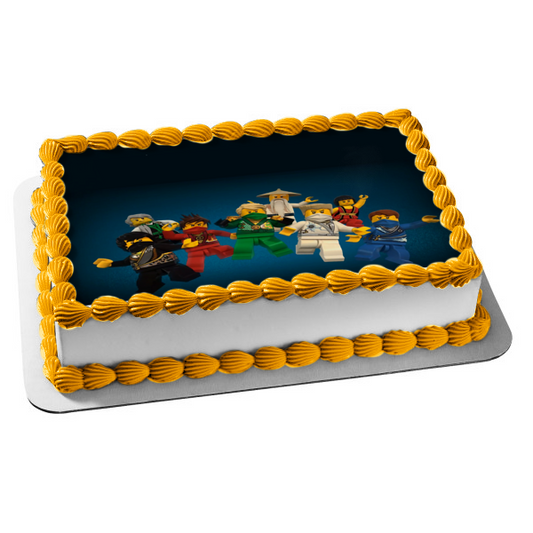 LEGO Ninjago Ninjas Master Wu Kai Cole Zane and Jay Edible Cake Topper Image ABPID05765