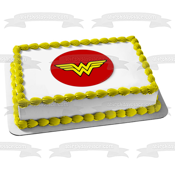 Wonder Woman Logo Edible Cake Topper Image ABPID05784