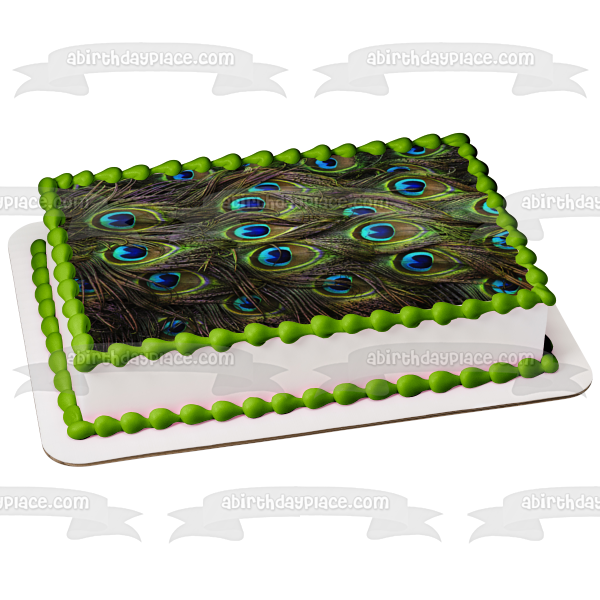 Peacock Feather Pattern Edible Cake Topper Image ABPID05838