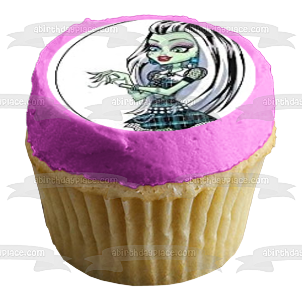 Monster High Clawdeen Wolf Lagoona Blue Cleo De Nile Draculaura Frankie Stein and Ghoulia Yelps Edible Cupcake Topper Images ABPID03438