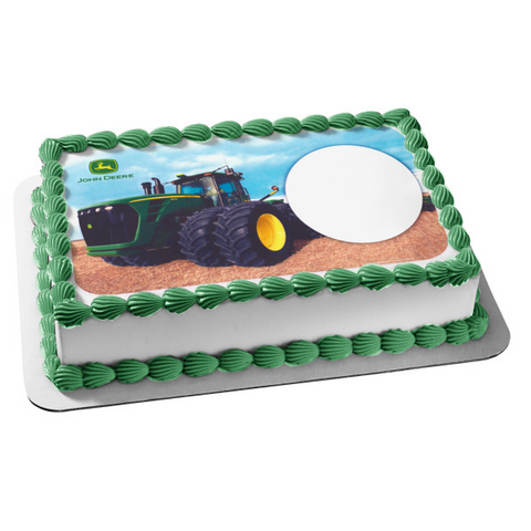 John Deere Logo Tractor Edible Cake Topper Image ABPID05872
