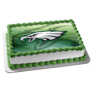 Philadelphia Eagles Logo NFL Green Background Edible Cake Topper Image ABPID05882