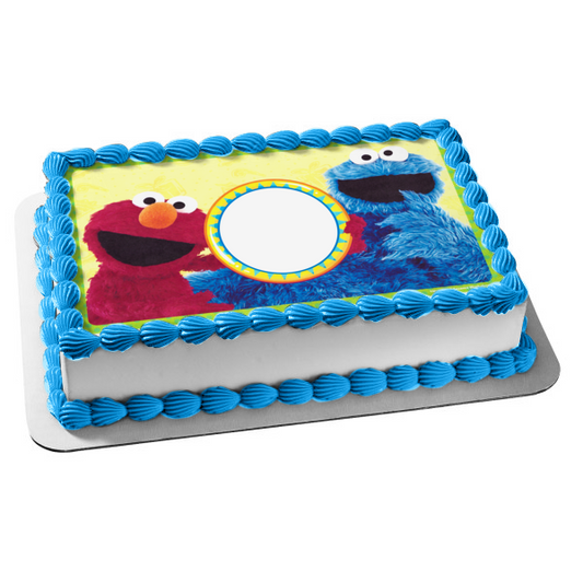 Marco de imagen comestible para decoración de tarta de Elmo y el Monstruo de las galletas de Barrio Sésamo ABPID05883 