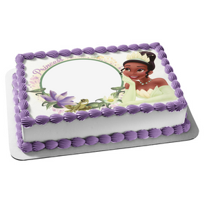 Disney Princess Tiana Flowers Frog Edible Cake Topper Image ABPID05923