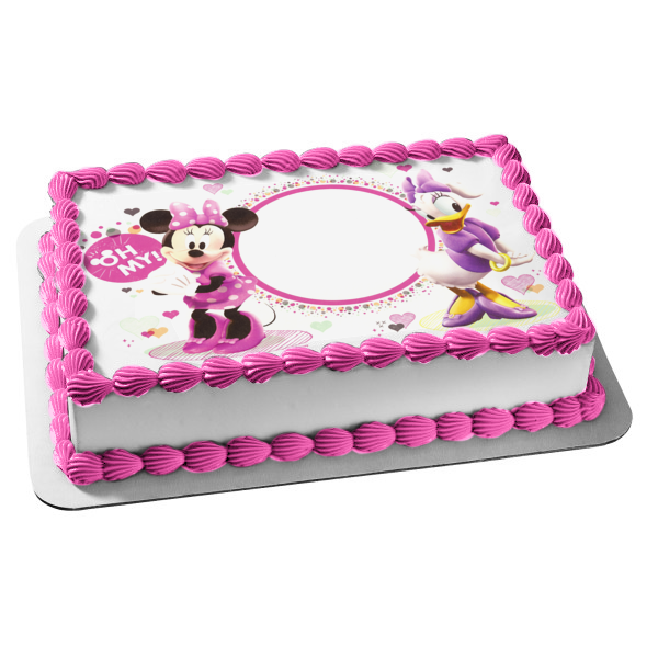 Minnie Mouse Daisy Duck Hearts Edible Cake Topper Image ABPID05930