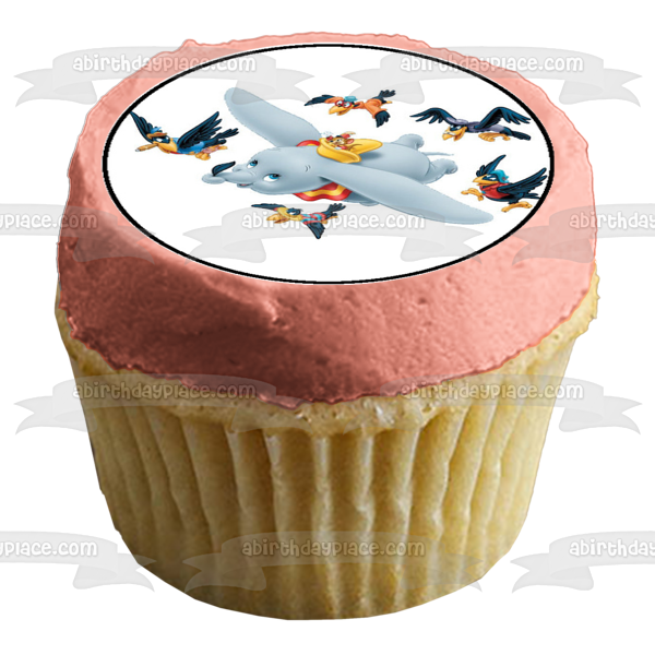 Dumbo Flying Mrs. Jumbo and Timothy Q. Mouse Edible Cupcake Topper Images ABPID03845