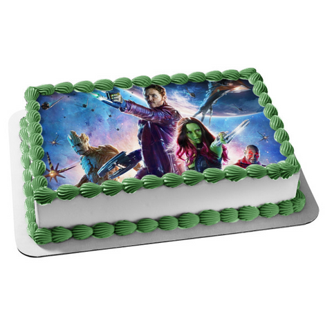 Guardians of Galaxy Gamora Star-Lord Edible Cake Topper Image ABPID05945
