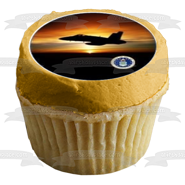 US Military Logos Air Force Planes and the American Flag Edible Cupcake Topper Images ABPID03850