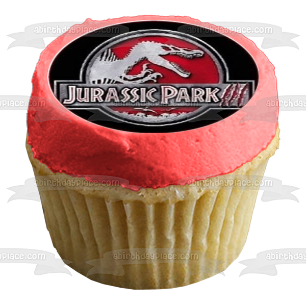 Jurassic Park Logo Tyrannosaurus Rex and a Jeep Edible Cupcake Topper Images ABPID03882