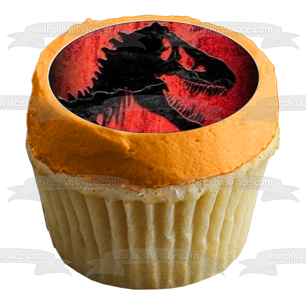 Jurassic Park Logo Tyrannosaurus Rex and a Jeep Edible Cupcake Topper Images ABPID03882