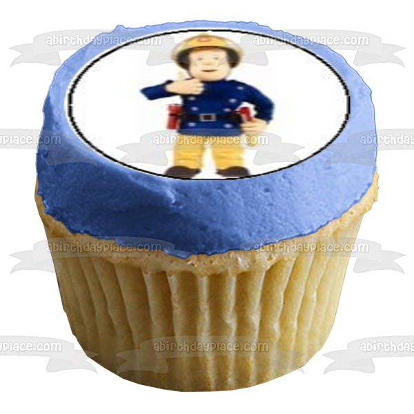 Fireman Sam Co-Workers Hose and a Fire Truck Edible Cupcake Topper Images ABPID03896