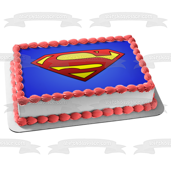 Superman Logo with a Blue Background Edible Cake Topper Image ABPID05956
