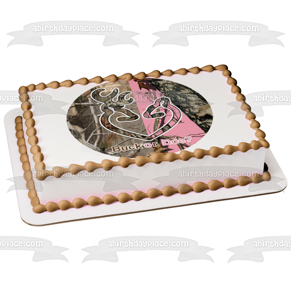 Baby Shower Camouflage Camo Buck or Doe Edible Cake Topper Image ABPID05957