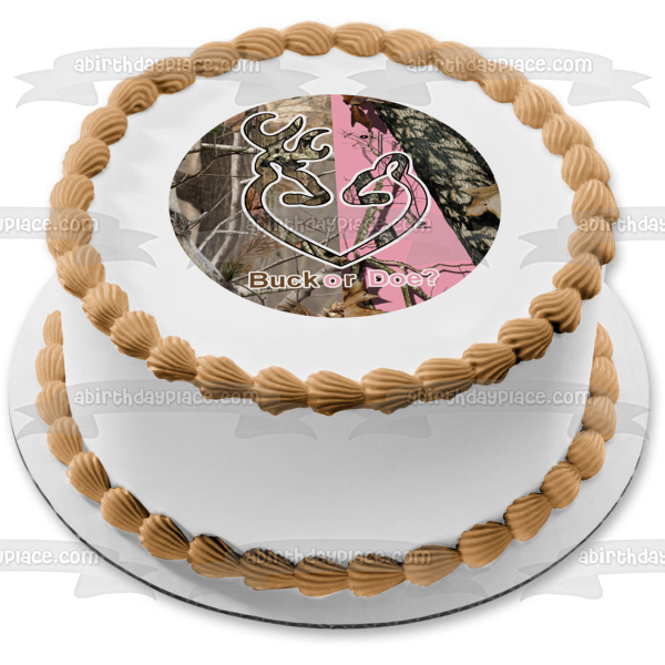 Baby Shower Camouflage Camo Buck or Doe Edible Cake Topper Image ABPID05957
