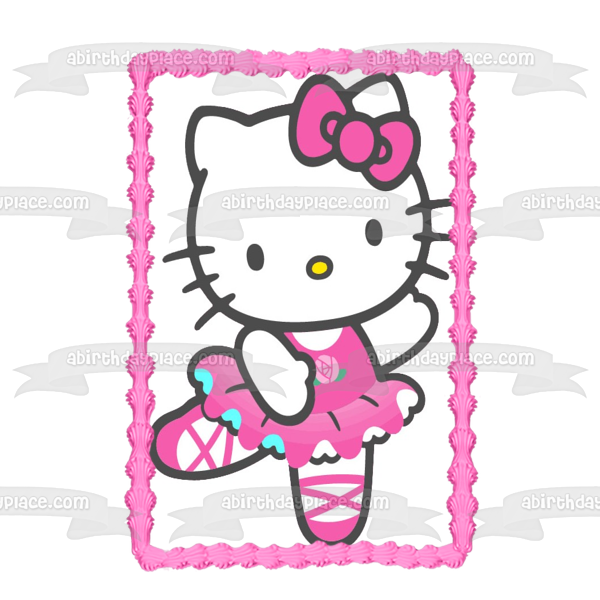 Hello Kitty Ballerina with a Hair Bow Edible Cake Topper Image ABPID06003