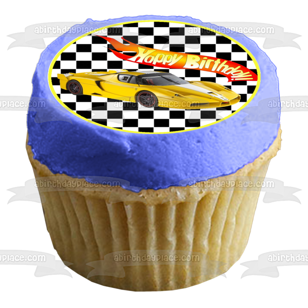 Mattel Team Hot Wheels Happy Birthday Edible Cupcake Topper Images ABPID04058
