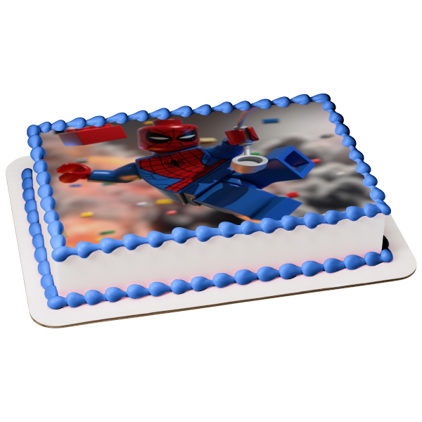 LEGO Spider-Man and LEGO Blocks Edible Cake Topper Image ABPID06008