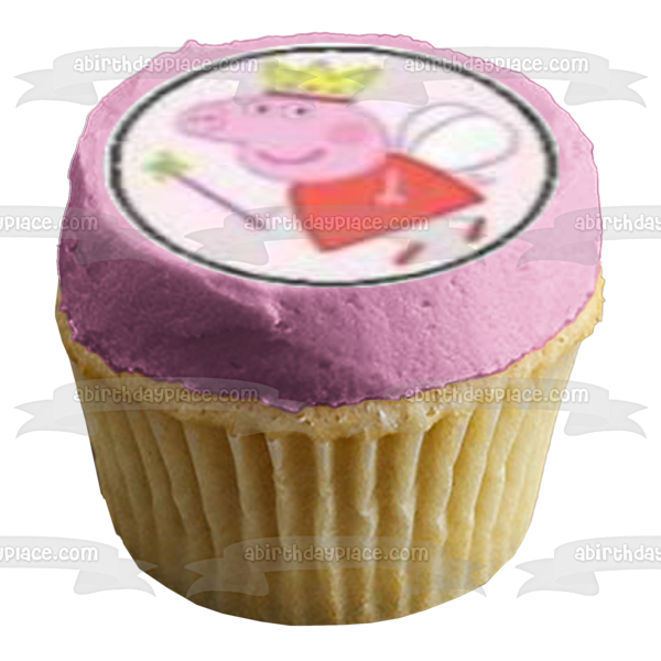 Peppa Pig Fairy Princess with a Crown Edible Cupcake Topper Images ABPID04122