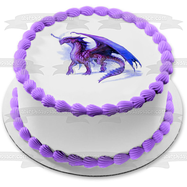 Purple Dragon Edible Cake Topper Image ABPID06015