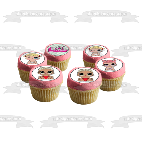 LOL. Surprise Lil Sisters Lil Center Stage Lil M.C. Swag and Lil Cheer Captain Edible Cupcake Topper Images ABPID04415