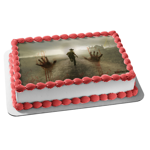 The Walking Dead Zombie Hands Deserted House Edible Cake Topper Image ABPID06084