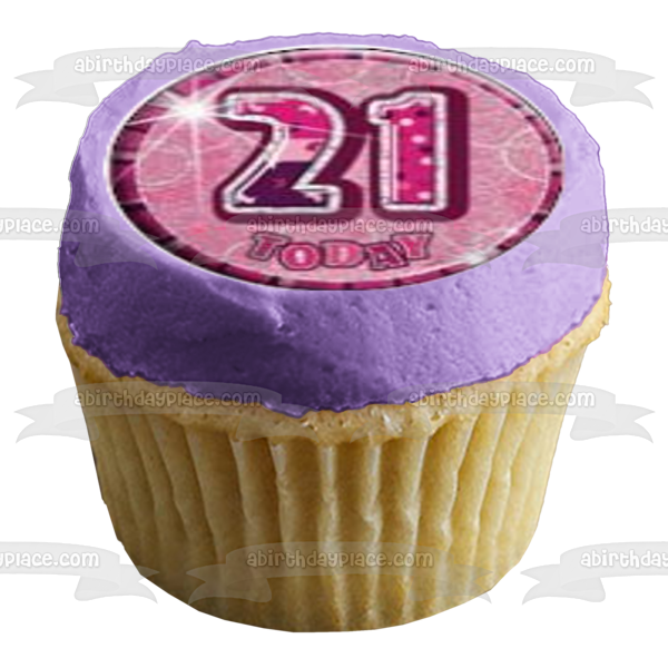 21st Birthday Girl Happy Birthday Edible Cupcake Topper Images ABPID04461