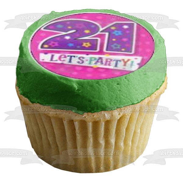 21st Birthday Girl Happy Birthday Edible Cupcake Topper Images ABPID04461