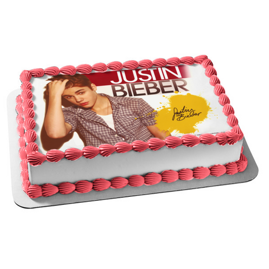 Justin Bieber and His Signature Edible Cake Topper Image ABPID06096