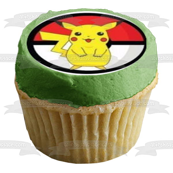 Pokemon Poke Ball's Squirtle Pikachu Snorlax Butterfree Charmander and Psyduck Edible Cupcake Topper Images ABPID04542