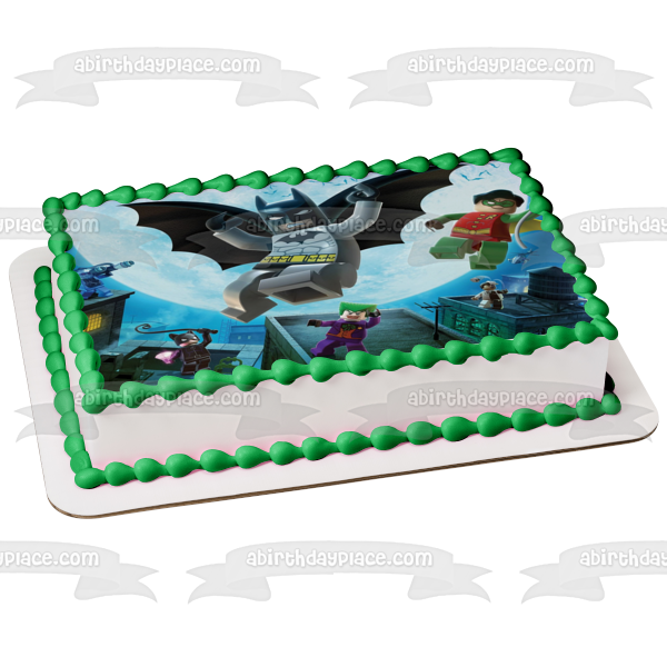 LEGO Batman Robin Joker and Catwoman Edible Cake Topper Image ABPID06124