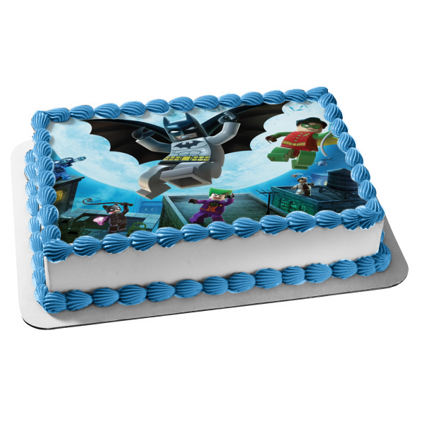 Adorno comestible para tarta LEGO Batman Robin Joker y Catwoman Imagen ABPID06124 
