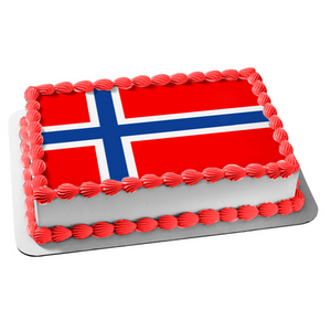 Flag of Norway Scandinavian Cross Edible Cake Topper Image ABPID06158