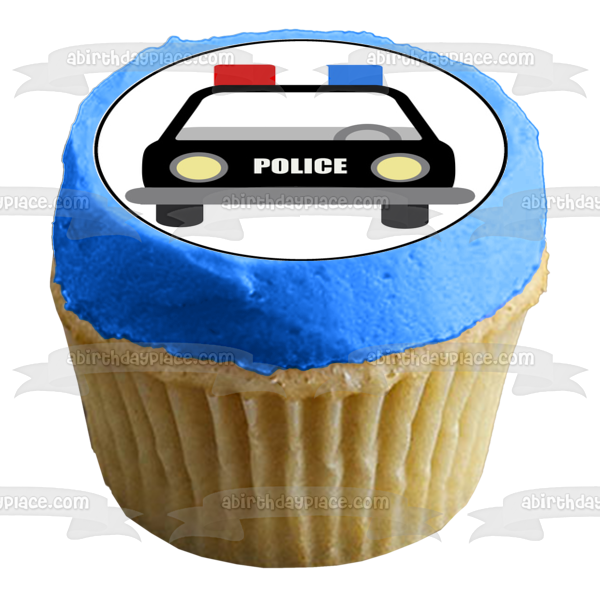 Police Officer Police Car Police Department Protect and Serve and a Police Badge Edible Cupcake Topper Images ABPID04754