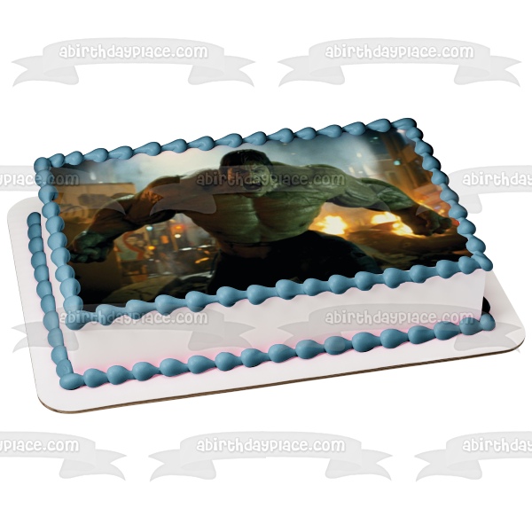 The Incredible Hulk Angry Fire Edible Cake Topper Image ABPID06191