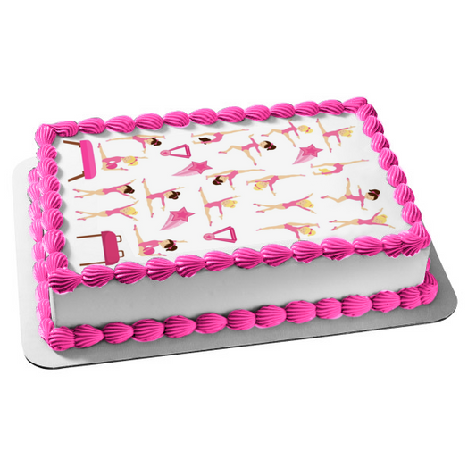 Gymnastics Girls Stars Medals Edible Cake Topper Image ABPID06211