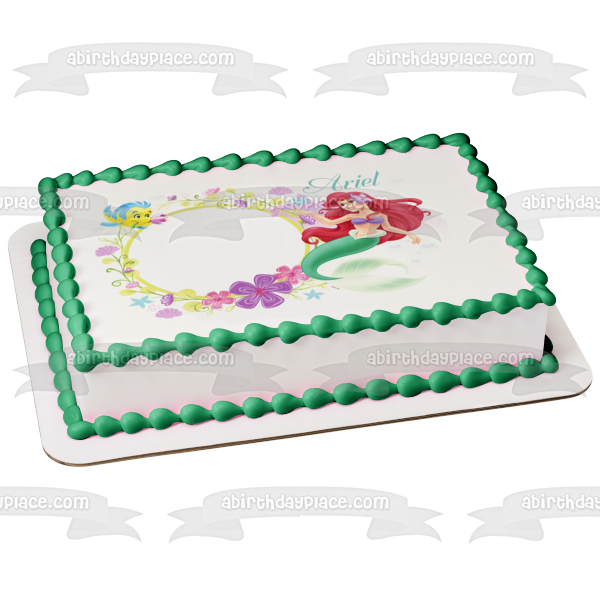 The Little Mermaid Ariel and Flounder Edible Cake Topper Image Frame ABPID06220