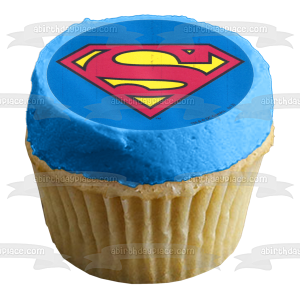Superman Flying and His Logo Edible Cupcake Topper Images ABPID05306