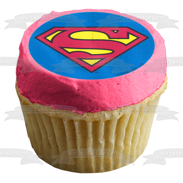 Superman Flying and His Logo Edible Cupcake Topper Images ABPID05306