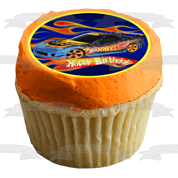 Hot Wheels Happy 3rd Birthday Logo Cars Edible Cupcake Topper Images ABPID05499