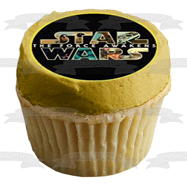 Star Wars Logo C-3PO R2-D2 Storm Trooper and Darth Vader Edible Cupcake Topper Images ABPID05916