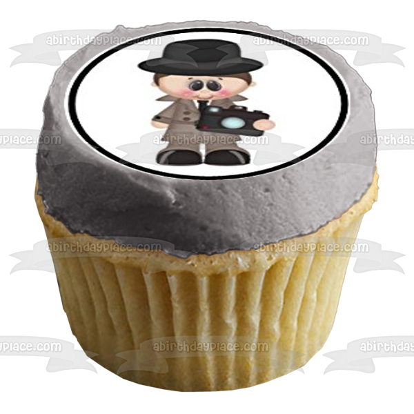 Private Investigator Secret Agent and Walkie Talkies Edible Cupcake Topper Images ABPID05936