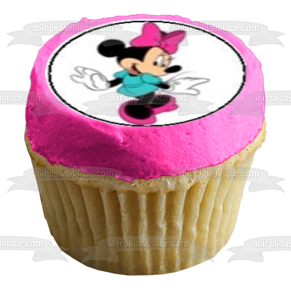 Minnie Mouse Pink Bow Edible Cupcake Topper Images ABPID05852