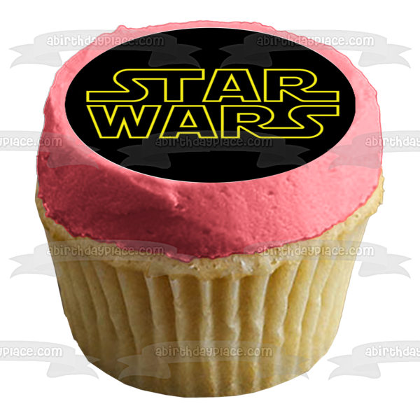 Star Wars Classic Logo Luke Skywalker Chewbaca Princess Leia Darth Vader Light Sabers Yoda and Storm Troopers Edible Cupcake Topper Images ABPID06022