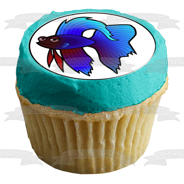 Tropical Fish Puffer Fish and Rainbow Fish Edible Cupcake Topper Image