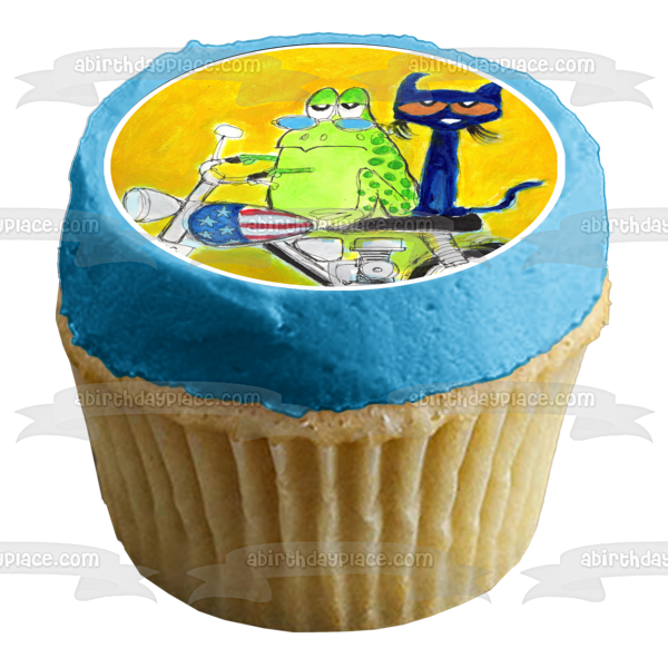 Pete the Cat and Grumpy Toad Edible Cupcake Topper Images ABPID06135