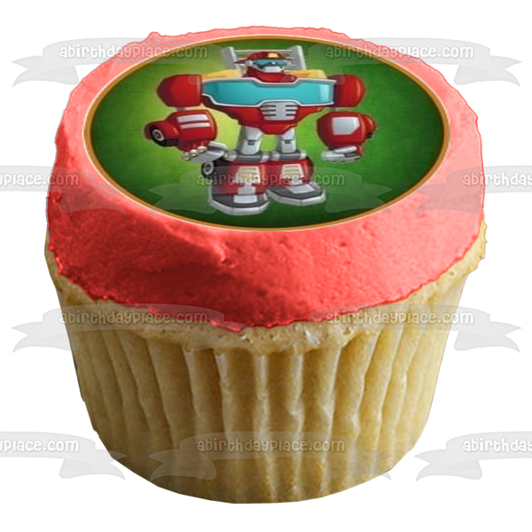 Transformers Rescue Bots Logo Optimus Prime Boulder Blades Quickshadow and Chase Edible Cupcake Topper Images ABPID06199