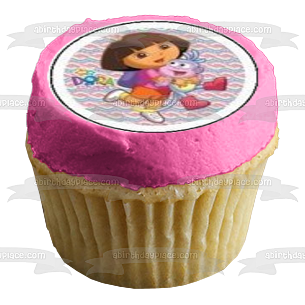Dora the Explorer Boots Swiper Backpack and Party Hats Edible Cupcake Topper Images ABPID06246