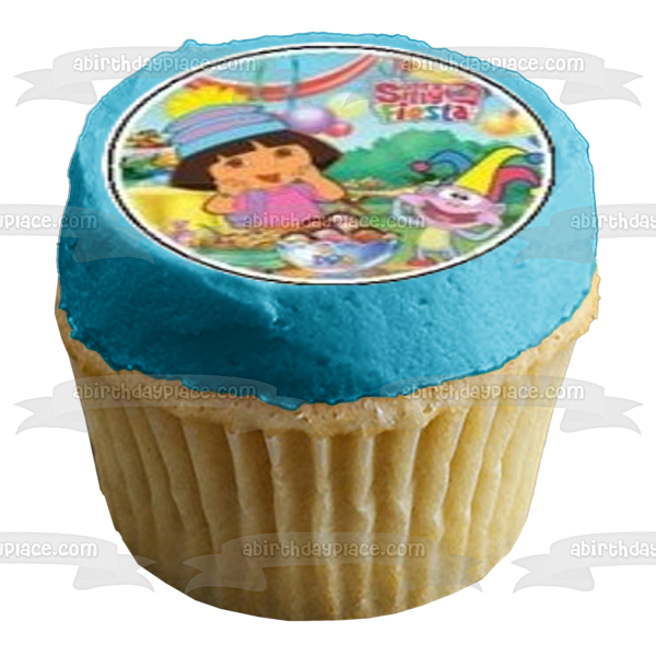 Dora the Explorer Boots Swiper Backpack and Party Hats Edible Cupcake Topper Images ABPID06246
